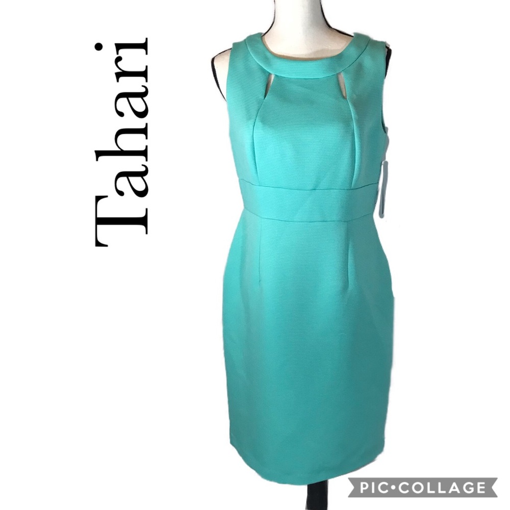 NWT Tahari aqua blue Adriana dress size 8